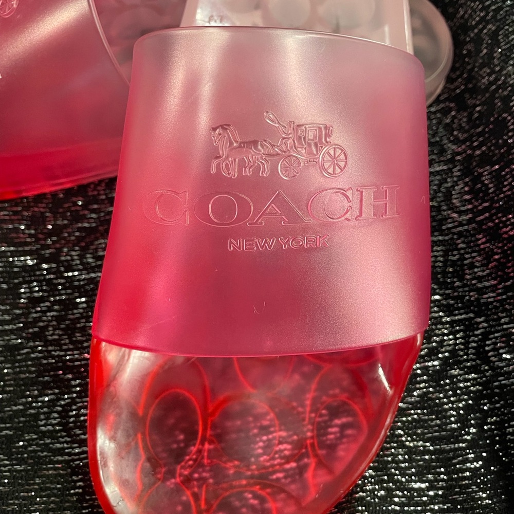 Coach Pink Translucent Slide Sandals Sz 8 - Picture 3 of 6